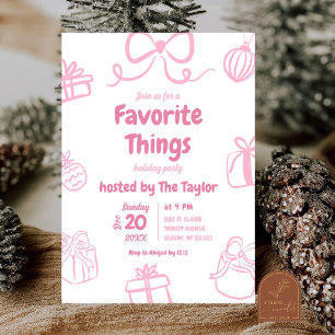 Convites Festa de troca de coisas favoritas cor-de-rosa des