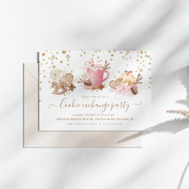 Convites Festa de Troca de Cookies com Glitter de Natal