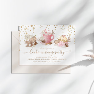 Convites Festa de Troca de Cookies com Glitter de Natal