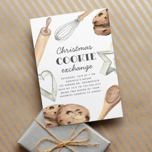 Convites Festa de Troca de Cookies de Natal Watercolor