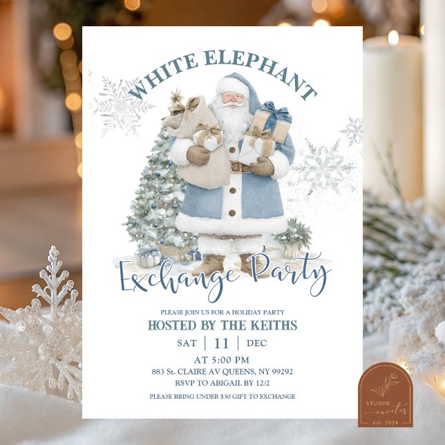 Convites Festa de Troca de Elefante Branco do Natal de Inve (Criador carregado)