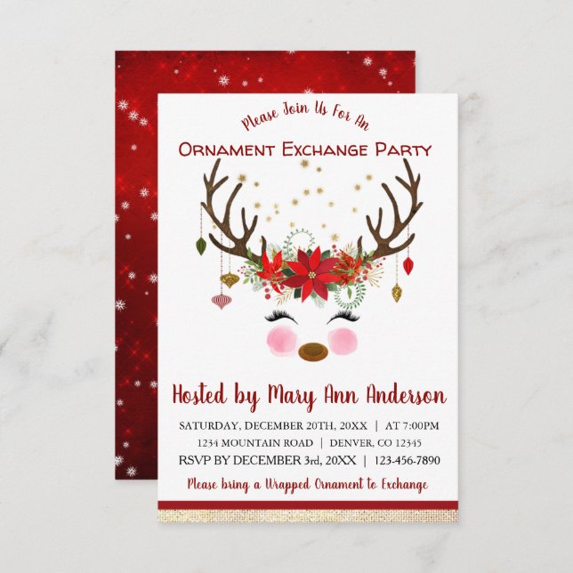 Convites Festa de troca de Enfeites de natal de Retirada de (Frente/Verso)