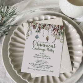 Convites Festa de troca de Enfeites de natal SNOWY PINS