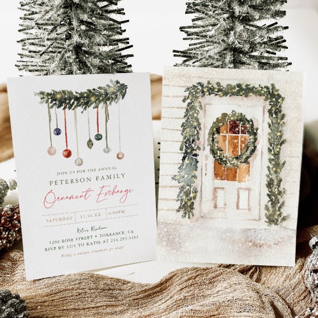 Convites Festa de Troca de Ornamento da Família Natal (Criador carregado)