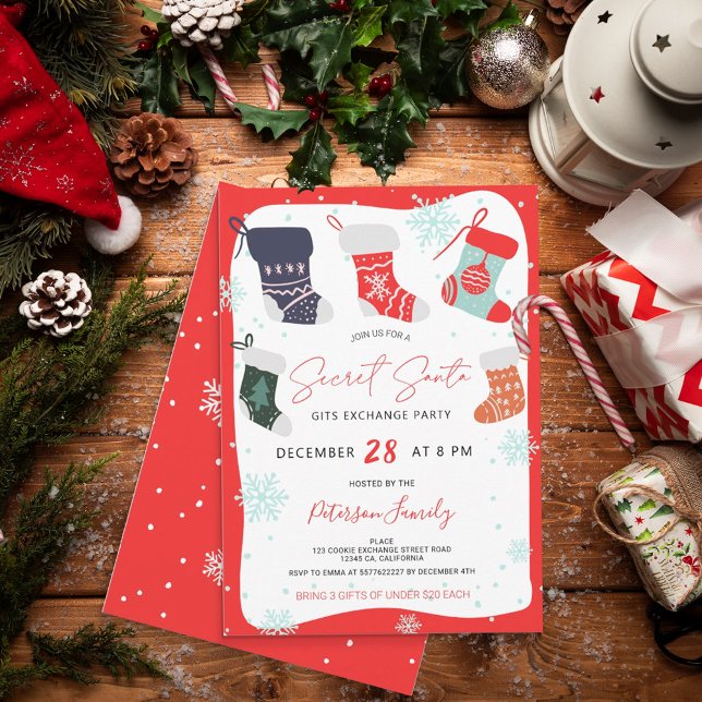 Convites Festa de troca de papais noeis secretos de biscoit (Criador carregado)