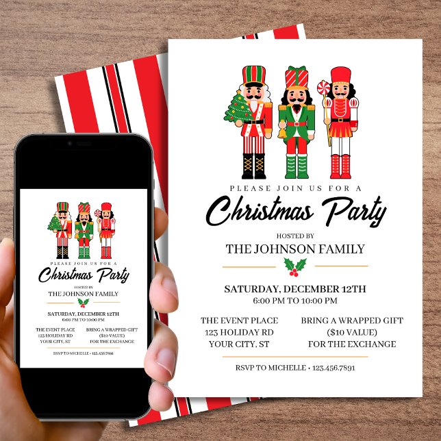 Convites Festa de Troca de Presentes de Natal com Quebra-No (Criador carregado)