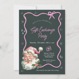 Convites Festa de troca de presentes de Natal rosa