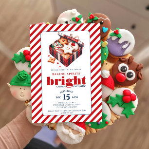 Convites Festa de Trocas de Biscoitos Azul Vermelho Elegant