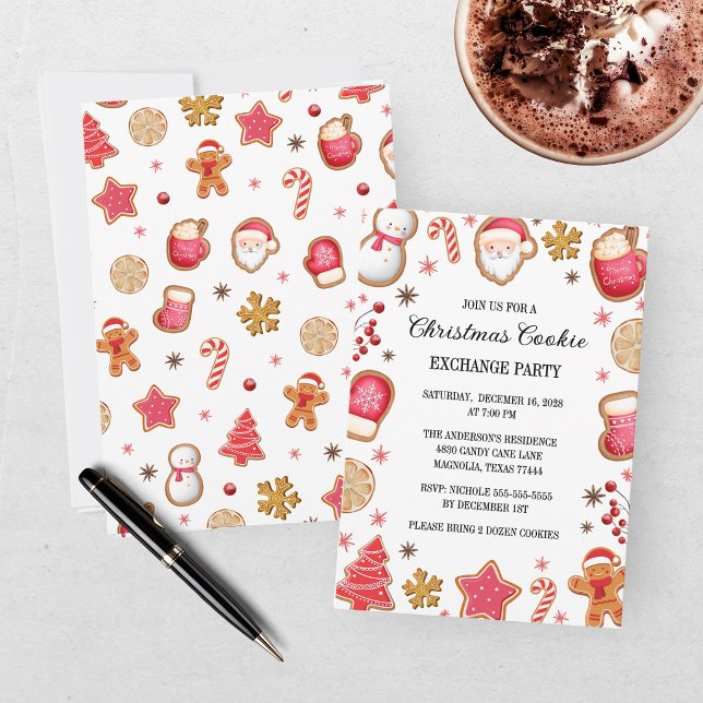 Convites Festa de Trocas de Biscoitos de Natal Adoráveis (Criador carregado)