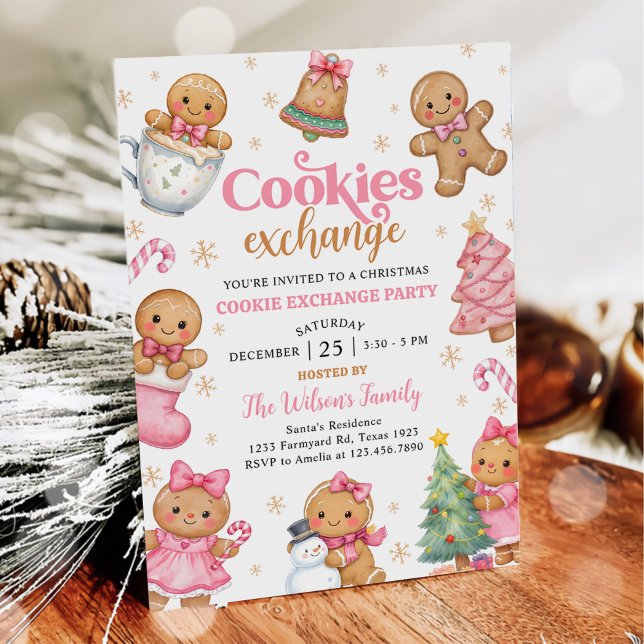 Convites Festa de Trocas de Biscoitos de Natal de Gengibre (Criador carregado)