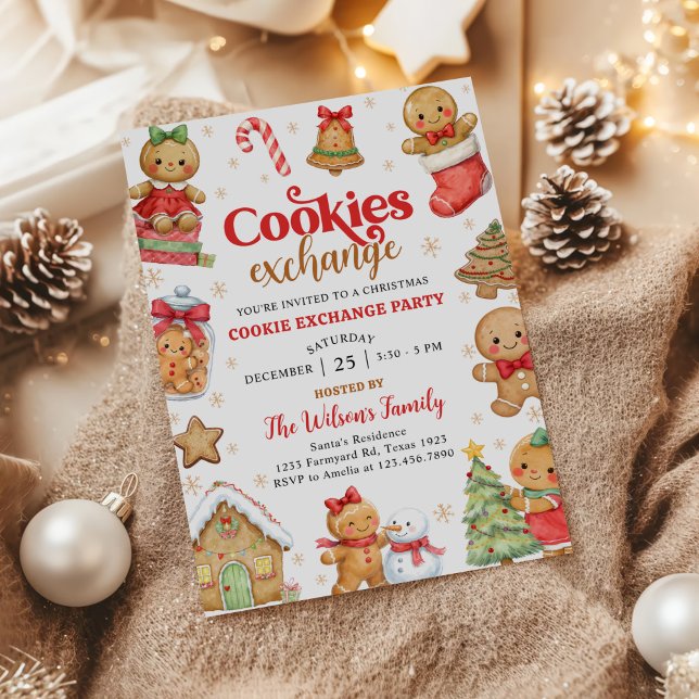 Convites Festa de Trocas de Biscoitos de Natal de Gengibre (Criador carregado)