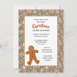 Convites Festa de Trocas de Biscoitos de Natal em Estilo Re