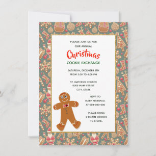 Convites Festa de Trocas de Biscoitos de Natal em Estilo Re
