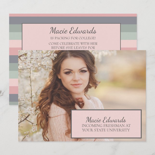 Convites Festa de Tronco de Foto Verde Azul Pastel (Frente/Verso)