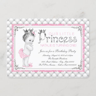 Convites Festa de Um Ano da Princesa Rosa