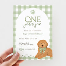 Festa de um ano do Goldendoodle Verde