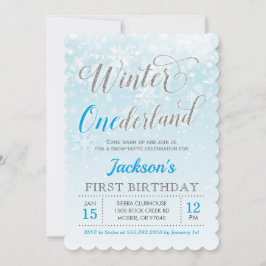 Convites Festa de Um Ano do Menino Azul Winter Onederland