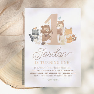 Convites Festa de Um Ano dos Animais da Floresta