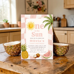 Convites Festa de Um Ano Groovy Sun & Tropics