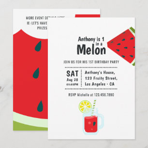 Convites Festa de um ano 'One in a Melon'