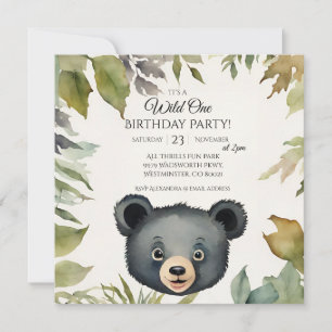 Convites Festa de um primeiro aniversario de Urso Justo