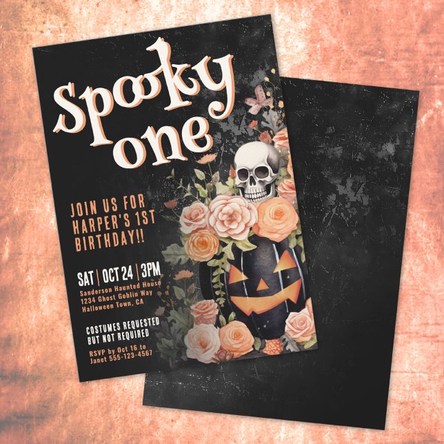 Convites Festa de um primeiro aniversario Spooky (Spooky One 1st Birthday Party Invitation)