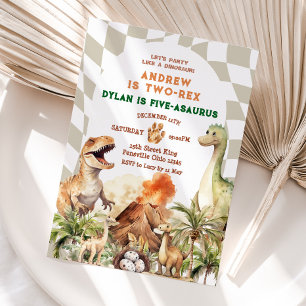 Convites Festa De vamos Como O Dinossauro Vintage De Aniver