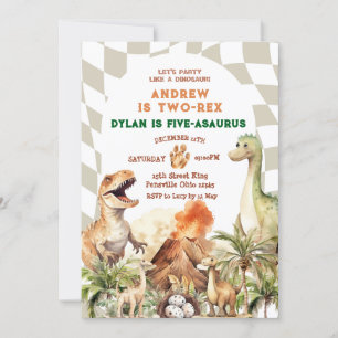 Convites Festa De vamos Como O Dinossauro Vintage De Aniver