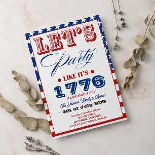 Convites Festa de vamos como se fosse 1776 4 de julho