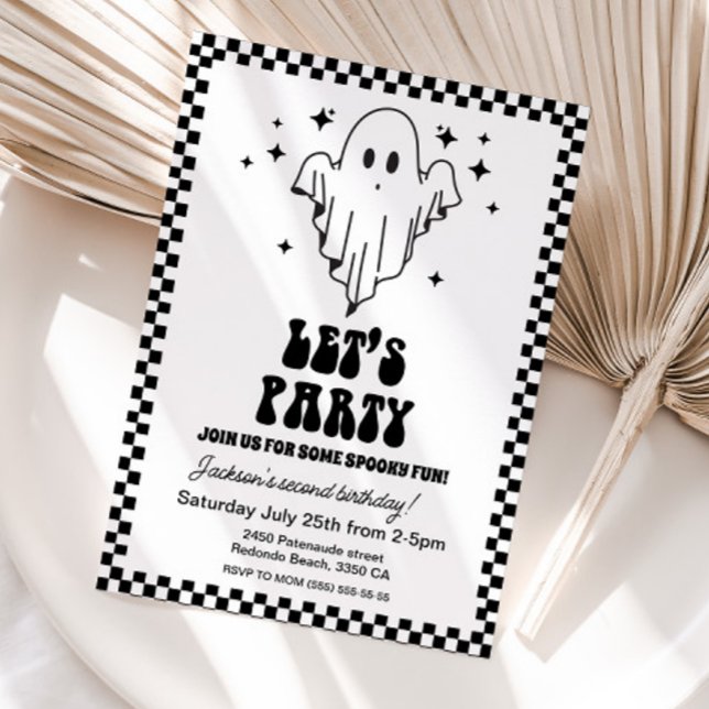 Convites Festa de Vamos de Dia das Bruxas Spooky em qualque (Ghost birthday invitation, halloween birthday party, ghost party, Let's party)