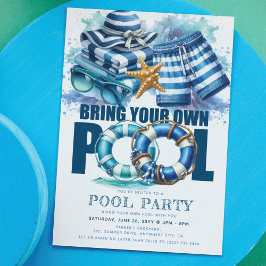 Convites Festa de Verão à Beira da Piscina BYO Azul Turques