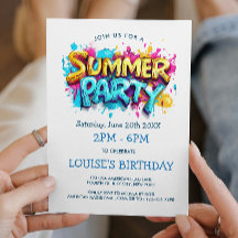 Festa de Verão com Estilo de Grafite Amarelo e Azu