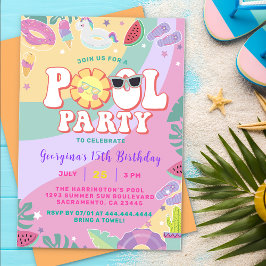 Convites Festa de verão de diversão de aniversário de pisci
