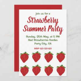 Convites Festa de Verão de Morango Vermelho Fruta de Morang