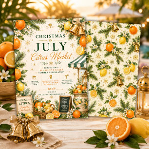 Convites Festa de Verão de Natal em Julho com Citrinos