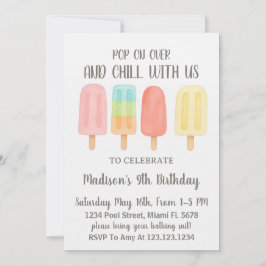 Convites Festa de Verão de Picolé-doce para crianças