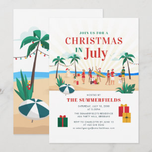 Convites Festa de Verão Natal em Julho Reunião de Família