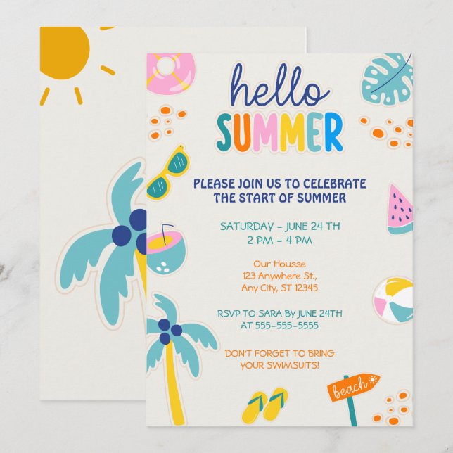 Convites Festa de Verão Olá  (Frente/Verso)