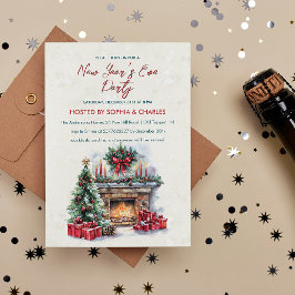 Convites Festa de Véspera de Ano Novo da Lareira de Natal C