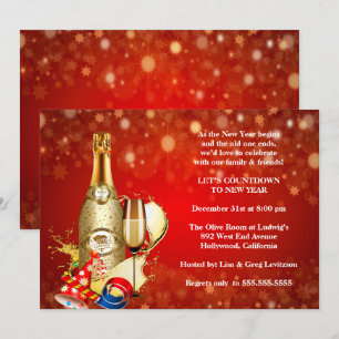 Convites Festa de Véspera de ano novo das Luzes Vermelhas 