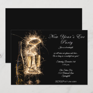 Convites Festa de Véspera de ano novo de Champanhe Brilhan