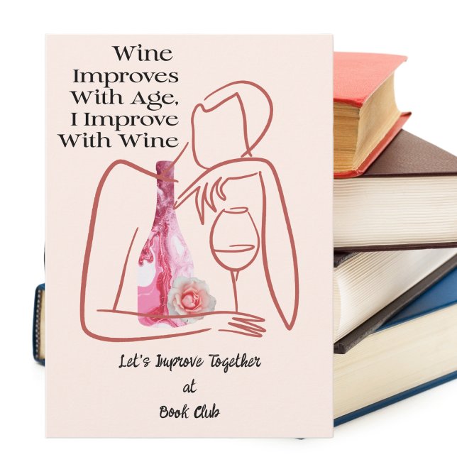 Convites Festa de Vinho do Clube de Livro (Book Club Invite - SIp some wine and improve with age. Fun way to share your passion of books & wine)