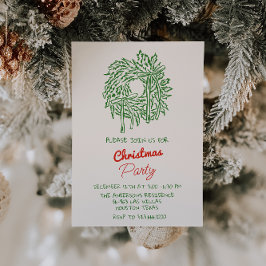 Convites Festa de Wreath de Natal Verde Vermelho Escrito à 