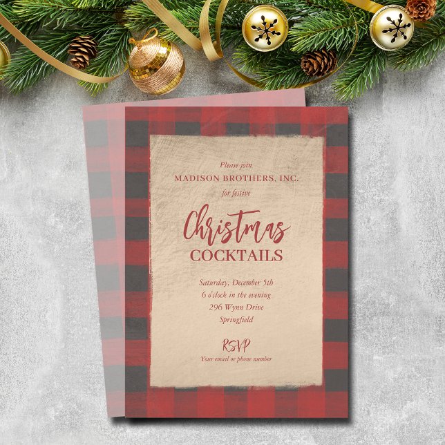 Convites Festa de Xadrez de Buffalo de Natal (Christmas Buffalo Plaid Party Invitations - PRINTED and/or INSTANT DOWNLOAD)