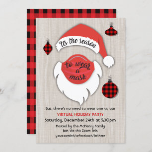 Convites Festa de Xadrez de Papais noeis de Natal Virtual