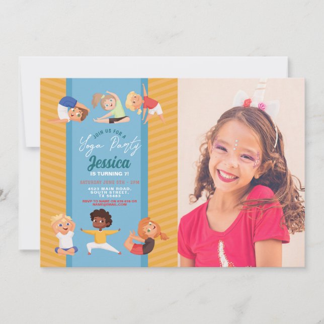 Convites Festa de Yoga Aniversário Stretch Girls Foto (Frente)