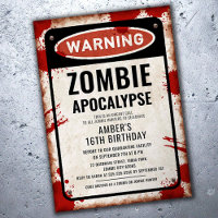 Festa de Zombie com sinal de ADVERTÊNCIA e manchas