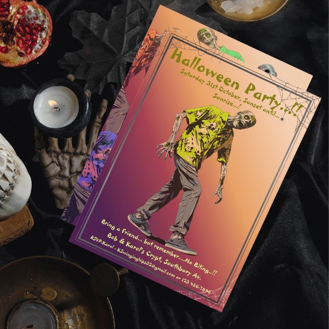 Convites Festa de Zombie Halloween (Zombie Halloween Party Invitation)