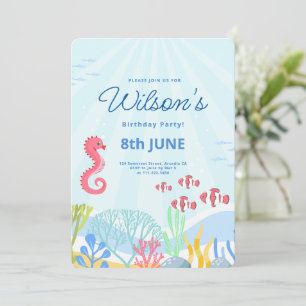 Convites Festa Debaixo do Mar, Aniversário de Animais Marin