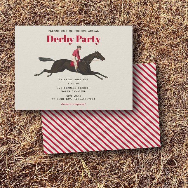 Convites Festa Derby de Cavalos de Corrida de Cavalos de An (Race Horse Derby Party Equestrian Racing Birthday Invitation)